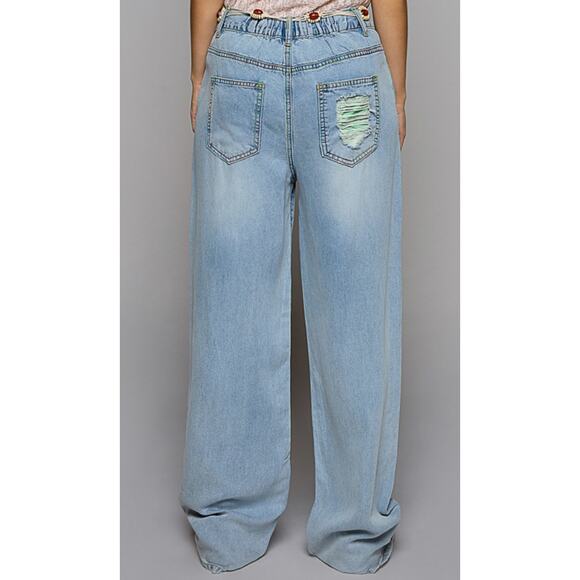 POL Wide Leg Soft Denim Jeans with Patching - Picture 3 of 3